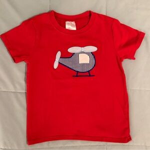 Red Helicopter Appliqué Kids T-Shirt